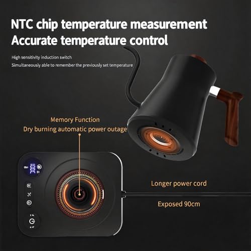 Hervidor Eléctrico GUDAC Negro 0.9L Control Temperatura miniatura 6