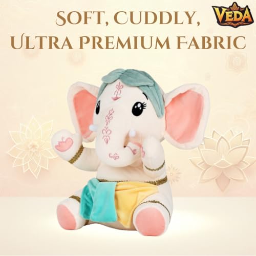 Image of VEDA Bal Ganesha. Plush Stuffed Toy of Our Favourite Elephant God. Best Soft Toy Gift for Boys and Girls of All Ages. Size: 12 inches (30 cm)
