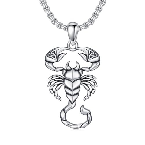 Collier scorpion pour homme argent, bijou quotidien rock
