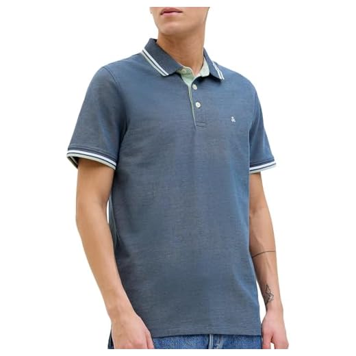 JACK & JONES Camisa Polo Slim Fit de Hombre JJEPAULOS Lisa con Cuello de Verano Manga Corta básica de algodón Piqué, Color:Queroseno, Size:S