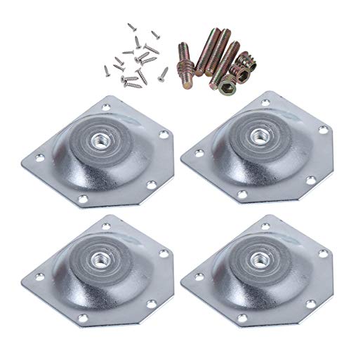 DOITOOL 4 Piezas Placas de Montaje de Patas Anguladas de 14 Grados Muebles Placas de Fijación de Patas Soportes T-Plate M8 Patas de Sofá con Pernos de Suspensión Convertidores Tornillos