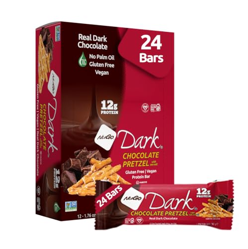 NuGo Dark Pretzel w/SS 12g Vegan Protein Bar Gluten Free 24 Count