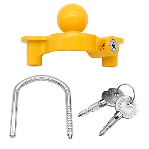 Universal Coupler Lock Trailer Locks Ball Hitch Trailer Hitch Lock Adjustable Security Heavy-Duty Steel Fits 1-7/8 Inch, 2 Inch, 2-5/16 Inch Couplers Yellow #TOP3