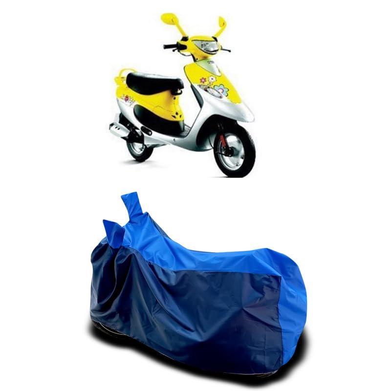 Image of DUFFEL-Two Wheeler Bike Body Cover Compatible for Tvs Scooty Pep Plus Bs6 Heat Protectio /UV-Rays /Birds Dropping /DustProof /Waterproof All Variants [Nevay Blue]