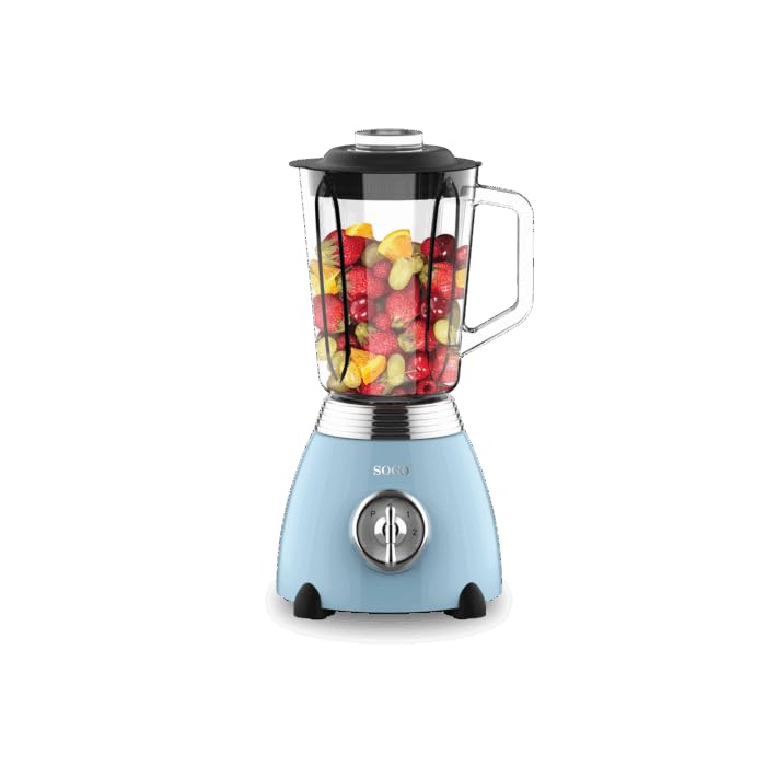 SOGO Frullatore a bicchiere in vetro 1,5 litri, 500W, 2 velocità con funzione pulse, lame in acciaio inox