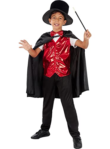Funidelia | Disfraz de mago para niño Brujas, Magos, Halloween, Terror - Disfraz para niños y divertidos accesorios para Fiestas, Carnaval y Halloween - Talla 10-12 años - Negro