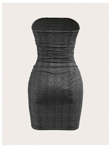 Image of MakeMeChic Women's Sparkly Strapless Dress Bodycon Party Sexy Mini Dresses