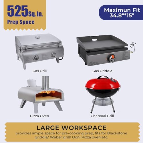 R.W.Flame 304 Stainless Steel BBQ Grill Table fits 20'' Tabletop Griddle, Adjustable Folding Grill Table,Outdoor Portable Camping Table for RV Picnic BBQ Beach — view 3