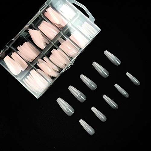Michelle Pink False Nails Tips Coffin Ballerina Fake nails Full cover 10 Sizes with Box (Pink 120pcs)