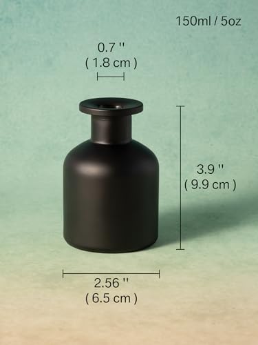 Set 9 botellas difusoras de vidrio 150ml negro mate miniatura 3