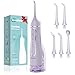 Leominor Irrigatore orale portatile da 300 ml, con serbatoio rimovibile, impermeabile IPX7, ricaricabile, per pulire i denti da viaggio, professionale (T-viola) immagine