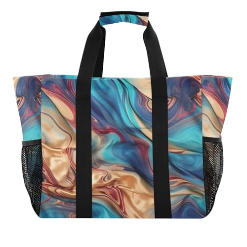 Nander Beautiful Paint Texture Foldable Tote Bag Waterproof Sandproof Women Beach Bag Handbag Gym Bag Travel Shopping Bag