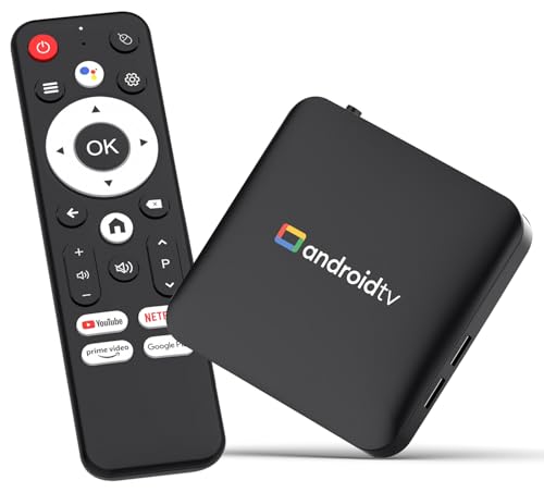 LEFFOT Android 14 TV Box, S905L3 4K Ultra HD Boitier Smart TV, 2Go RAM 16Go ROM, Boitier IPTV avec Télécommande Vocale, HDR10, 2.4G & 5G WiFi 4, BT 4.0, 100M Ethernet, Amlogic S905L3 Quad-Core A53