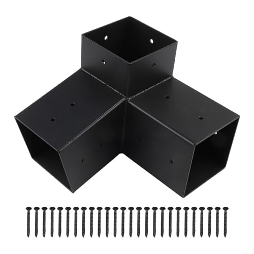 Hoppipola Soporte de pared, para pérgola con techo inclinado, acero negro, para postes de 4 x 4 pulgadas (3,5 x 3,5 pulgadas), incluye material de fijación (derecha 15°)