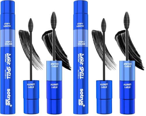 Image of Sotrue Dark Spell 2-in-1 Prolong & Volumizing Mascara | Waterproof, Smudge-Proof & Long-Lasting | Intense Black Pigment with Panthenol & Biotin | 15ml (Pack of 2)