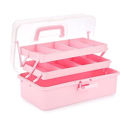 IGNPION Boîte de rangement empilable pour loisirs créatifs à 3 niveaux avec 7 compartiments, contenant de rangement multi-usages pour ranger et organiser...