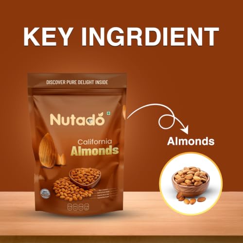 Image of NUTADO Premium California Almonds 100g | Whole Natural Badam Giri | High Protein, High Fibre & Vitamin E | Crunchy Healthy Dry Fruits | Daily Nutrition