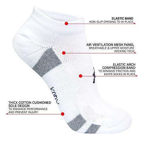 KONY Women's Athletic Ankle Socks – 6 Pairs Cushioned Thick Cotton Low Cut Running Socks, Breathable, Arch Support, Size 6-92