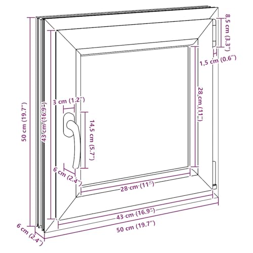 Châssis de fenêtre de sous-sol RISOR 50x50 en verre PVC isolant