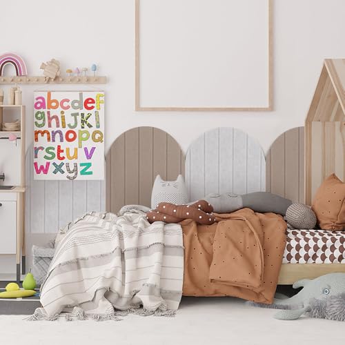 Btstil 3D Wandpaneele, 4 Stück 43 x 32 cm Wandschutz Filz-Paneel Dekorative Wandpaneele, Selbstklebend Antikollision Wandaufkleber für Schlafzimmer, Kinderzimmer (Braun)