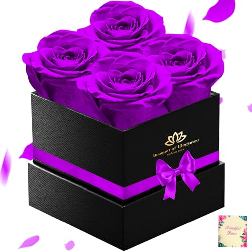 Forever Flowers Roses in A Box,Real Preserved Flowers,Preserved Roses,Preserved Flowers for Delivery,Birthday Gifts for Women/Men/Mom,Flowers for Mothers Day,Valentine's Day Rose Gifts,Red