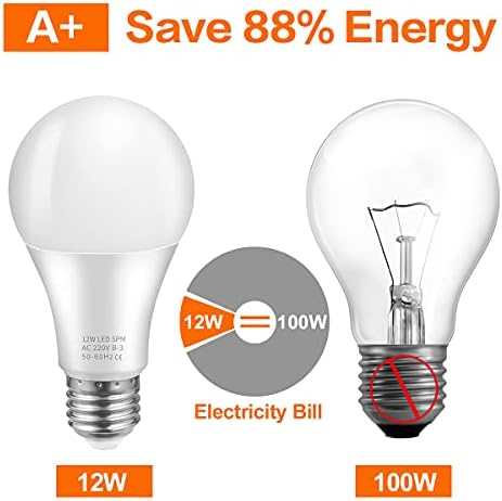Blewandy E27 Screw Bulbs, 12W LED Light Bulb Equivalent 100W, Warm White 3000K, A60 Energy Saving E27 ES Bulbs, 1200Lumen Edison Screw Bulb, Non-Dimmable, Pack of 6
