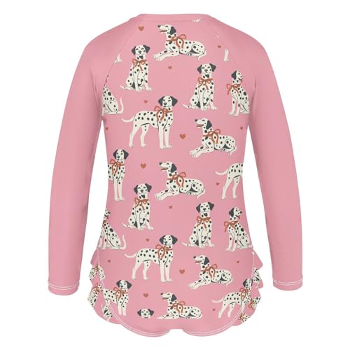 Girls Long Sleeve Swimsuit Dalmatian Dogs One Piece Bathing Suit Zipper UPF 50+ Rashguard Swimwear 3-12Y3