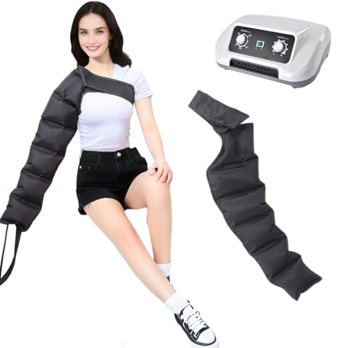 Maquina Presoterapia para Casa 6 Camaras, Masajeador Presoterapia Piernas, Botas Presoterapia Piernas y Abdomen Brazo Completo con 8 Intensidades, para Piernas y Pies Cansados