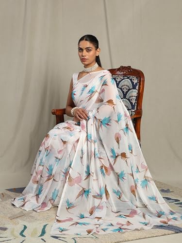 Image of Garden Vareli Floral Print Nara Chiffon Saree 73475
