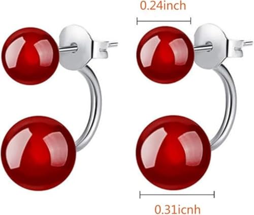 Women Earrings Natural Onyx Double Beads with Stud Earrings 925 Sterling Silver Jewelry2