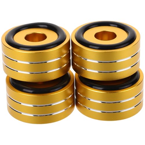 jojofuny Patins Anti-Vibrations pour Pieds D’Enceinte Acoustique en Aluminium Doré 40mm X 20mm, Lot de 4 Sets de Coussinets Isolants Anneau en Caoutchouc Antidérapant, Accessoire Audio