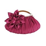 BMC Fuchsia Floral Embellished Sheer Chiffon Exterior Kissing Lock Clasp Resin Handle Framed Party Clutch - Evening Out Collection