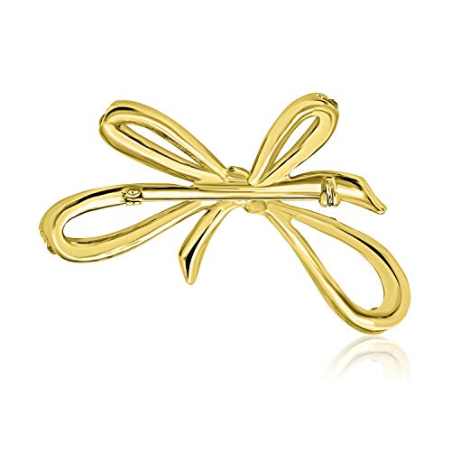Image of Bling Jewelry Winter Holiday Blue White Glittering Crystal Bridal Fashion Large Statement Ribbon Scarf Bow Brooch Pin For Women Rose Gold or Silver Plated