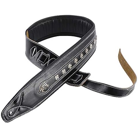 BestSounds Premium Leather Padded Guitar Strap for Electric & Acoustic Bass Guitars Cover
