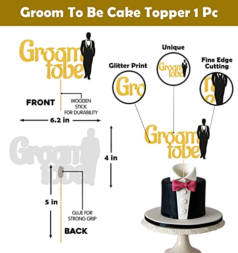 Image of Party Propz Groom to Be Decoration Set - 48Pcs Groom to Be Banner (cardstock) with Cake Topper | Black and Gold Metallic Balloons for Bachelorette Party Decorations | Groom to be decoration Items