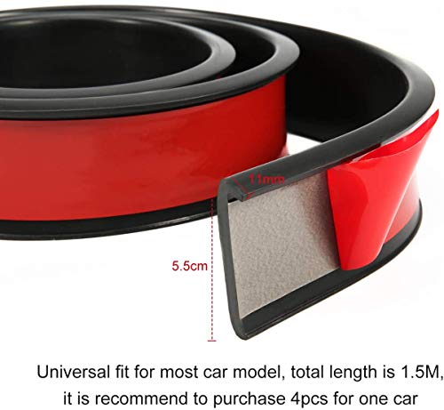 ALAVENTE Car Wheel Tires Eyebrow Strip, 2 Pcs Universal Car Wheel Fender Flare Extension Wheel Eyebrow Arch Trim Lips Strip 2.16 inch / 55mm Extension Moulding Protector (2.16×59 inch) - Thumbnail 6