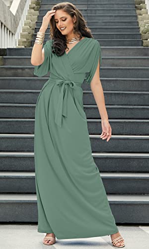 Image of KOH KOH Womens Long Pleated Flowy Modest Evening Wedding Guest Maxi Dress