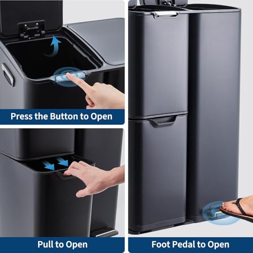 Caneca de basura rectangular Takywep 60L acero inoxidable miniatura 3