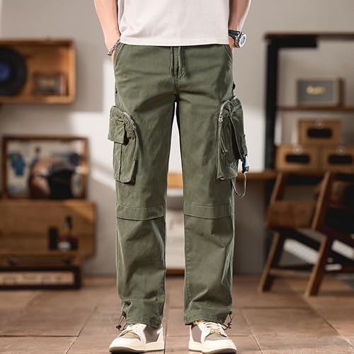 XYXIONGMAO Men's Cargo Pants Loose Khaki Casual Multi Pocket Hip Hop Vintage Military Sweatpants Streetwear Tactical Pants2