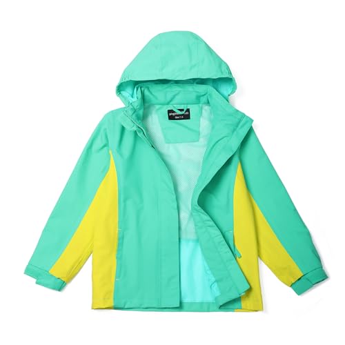 Image of YINGJIELIDE Boys Girls Waterproof Rain Jackets Kids Easy to Fold Windbreaker Lightweight Outdoor Hooded Raincoat