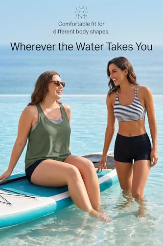 Image of Holipick 3 Piece Tankini Swimsuits for Women Tummy Control Bathing Suits Swim Tank Top with Bra Boy Shorts Teen Swimwear 2026