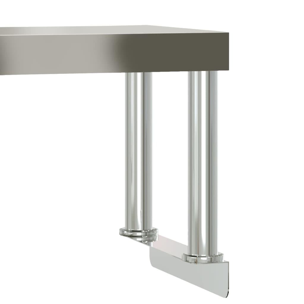 Mesa de trabajo de cocina de acero inoxidable, 110 x 55 x 120 cm, 4 ruedas, con freno, para gastronomía, restaurante, cafetería, bar, hotel, cantina, acero inoxidable