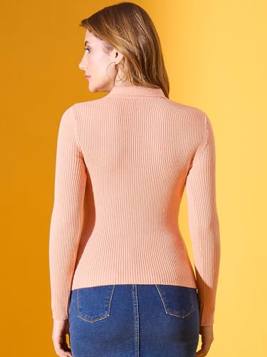 Image of 98 Degree North Women Ribbed Collar Neck Pullover-G1164-BLUEMELANGE