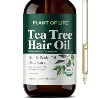 Tea Tree Scalp Hair Relief Oil by Plant of Life | Infused with MCT Oil & Jojoba Oil | Leave-In Scalp Conditioner for Dry, Flakey, and Itchy Scalp - Cooling Relief | Deep Hydration | Women & Men 4oz / 120mL.