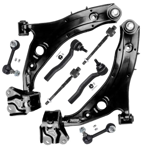 Image of Detroit Axle - 8pc Front End Kit for 2007-2013 Mazda CX-9, 2 Lower Control Arms with Ball Joint 4 Inner Outer Tie Rods 2 Sway Bars 2008 2009 2010 2011 2012 Replacement