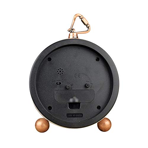 HeQiao Vintage Silent Non-Ticking Table Alarm Clocks (White)