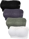4 Pieces Women's Floral Lace Chest Wrap Strapless Bandeau Bra Lace Bra Top with Removable Pads