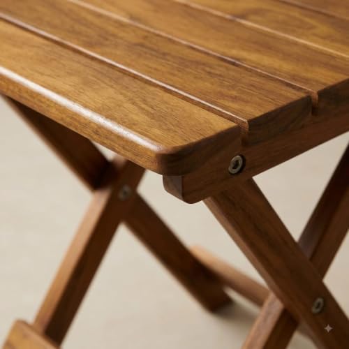 Image of Wooden Folding Balcony Table | Foldable Outdoor Coffee Table for Balcony, Patio & Garden | Compact Tea /Side Table