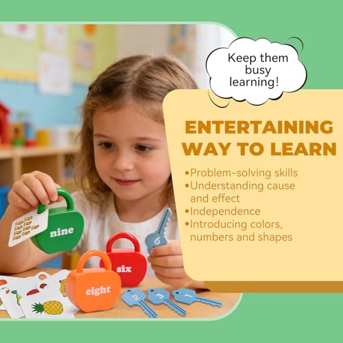 Image of GEERAY Toddler Lock and Key Set, 10PCS Montessori Educational Toy, Numbers Matching & Counting Fine Motor Learning Lock Toys for Ages 3+, Preschool & Kindergarten Classroom Must Haves, Birthday Gifts