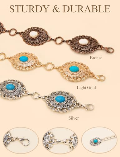 Image of TOPACC Western Metal Concho Belt for Women Cowgirl Chain Belts for Dresses Jeans Country Concert Outfit